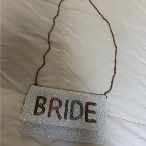 Elegant White Beaded Bride Bag
